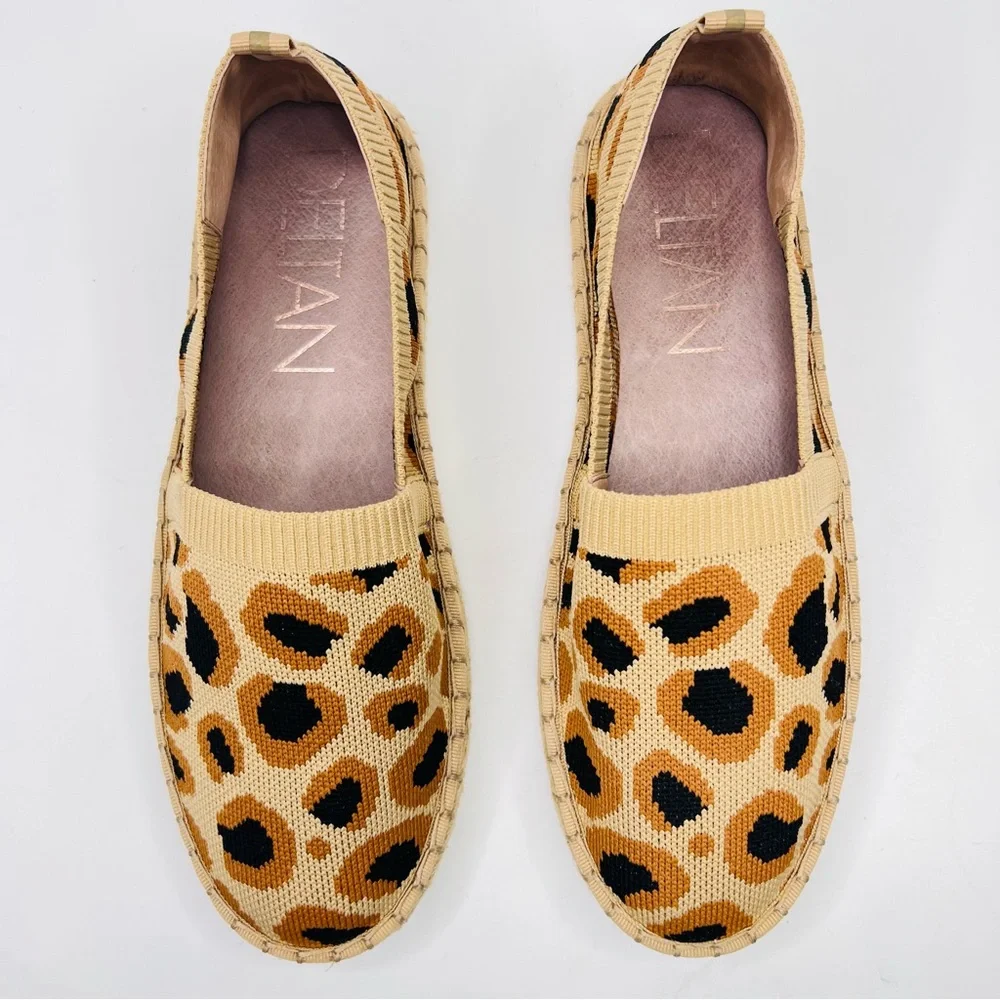 Deltas Hensley Leopard Print Flyknit Espadrille Slip On Flats Shoes